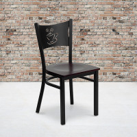 Flash Furniture Hercules Series Black Coffee Back Metal Restaurant Chair with Mahogany Wood Seat XU-DG-60099-COF-MAHW-GG